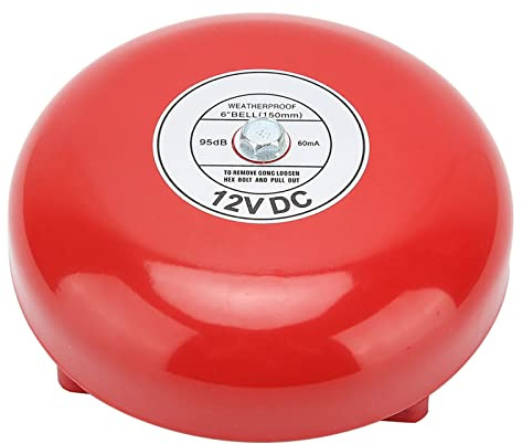 Campanello di Allarme Elettrico 6 Pollici, Campanello Interno in Acciaio Al Carbonio 95 DB (12V)