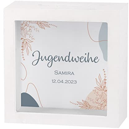 Striefchen® Spardose zur Jugendweihe mit Namen als Geldgeschenk Blumen