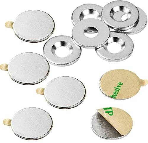 vasalat Scheibenmagnet selbstklebend, Magnete mit Metallscheiben mit Senkbohrung, Magnet ø 15mm, Neodym 12-teilig