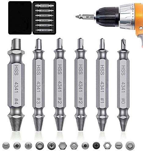CeyMlem 6 Stück Schraubenabzieher Set,Beschädigte Schraube Entferner Extraktor Set,Mit Magnethalterung Für Verlängerungsspitzen,Und Adapter Zum Entfernen Von Abisolierten/Gebrochenen Schrauben
