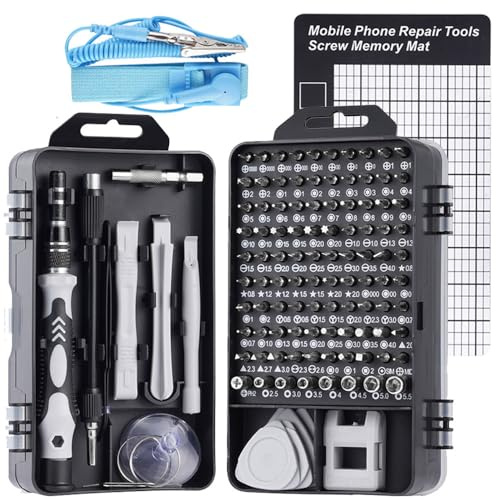 SharkByte 121 in 1 Precision Mini Screwdrivers Set, Magnetic DIY Electronic Repair Tools Kit for iPhone Mobile Laptop PC Mac Watch Glasses Xbox PS345 Console, Small Screwdriver Kit with Magnetic Mat