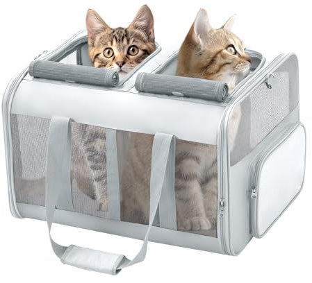 MR.BLACAT Katzentransportbox für 2 Katzen,Katzen Transporttasche für 2 Katzen,Katzentransportbox Große für 2 Katzen,Haustiertransportbox für 2 Katzen, 53L x 44B x 33H cm