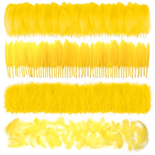 MWOOT 4 Styles Assorted Crafts Feathers (Yellow)