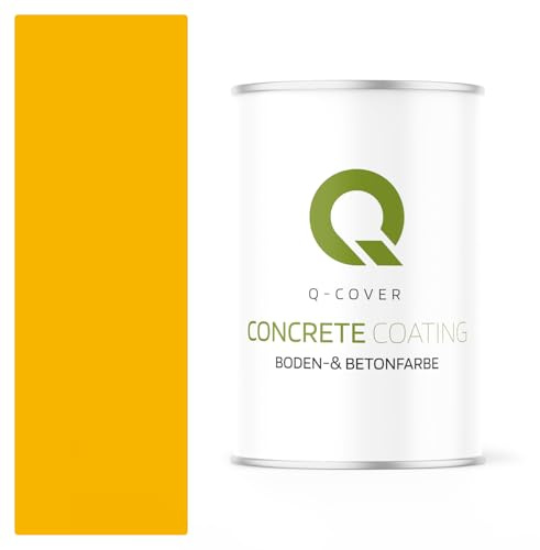 Q-COVER Bodenfarbe Betonfarbe Gelb 0,9L Garagenboden Bodenbeschichtung für Innen Kellerfarbe Fußbodenfarbe