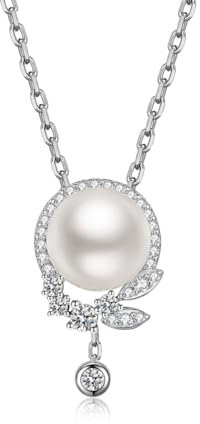 jiamiaoi Perlen Anhänger Perle Halskette Silber Perlenkette 925 Silberkette mit Perle Damen