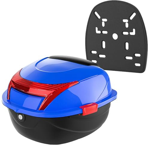 35L Wasserdicht Motorrad Topcase Rollerkoffer Kofferraum Gepäck Helmkoffer für Roller/Motorrad/Fahrrad Motorradkoffer Top Case für Roller (Color : Blau)