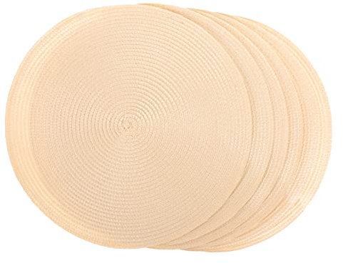 LABRIMP 6piezas Manteles Individuales Redondos De Woven Placemat Decorativo Antideslizante y Lavable para y