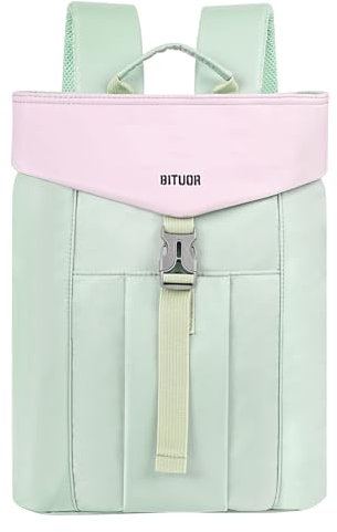 BITUOR Rucksack Damen Groß, Rucksäcke Mädchen, Tagesrucksack mit Laptopfach 14 Zoll, Wasserabweisender Schulrucksack Teenager, Reiserucksack, Elegant Backpack für Uni Business Freizeit, Mintgrün