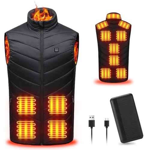 Tiazhan Veste Chauffant, Chauffer et Garder au Chaud Avec Banque de Puissance Incluse, et Rechargeable, Veste Chauffante Intelligent, pour Hommes et Femmes-XL