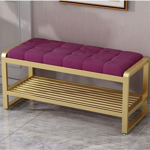 Schuhwechselbank,Polsterbank mit Samtbezug,Sofabank mit Metallbeinen,Bettbank Garderobenbank Küchenbank Sitzbank esszimmer Sitzbank Garderobe,für Wohnzimmer Schlafzimmer Flur