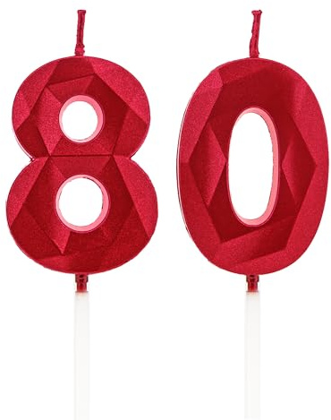 DTXLX Red Number 80 Birthday Candles Cake Decoration | 80th, Happy, Toppers, for, Parties, Weddings, Company, Anniversaries