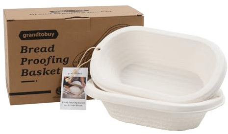 Cestino ovale per lievitazione del pane in polpa da 28 cm, per lievitazione naturale Banneton Bortform, con fodera in lino e rivestimento in tessuto, per pane artigianale professionale e fatto in casa