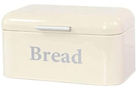 DGSYUAN Bread Bin For Kitchen Food Storage Bread Box Metal Bread Storage Bin With Flip Top Lid Vintage Bread Holder Bread Box(Yellow)