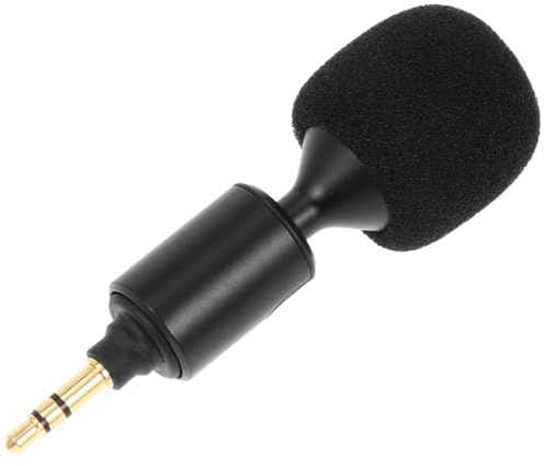 TINEASUR Microfono da Streaming Live 3, 5mm Nero Flessibile per Laptop | Registrazione Video e Chiamate Vocali, Corpo Metallo Cover in Sponge, Plug And Play Portatile