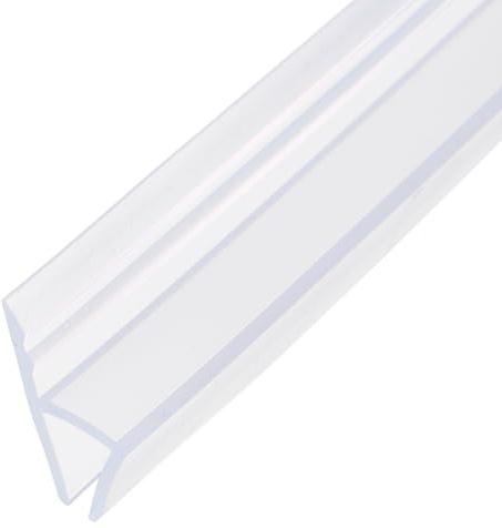 Sourcing Map H-Type Shower Door Seal Strip - Silicone Frameless Glass Sweep for 1/4 Glass, 130 Long Clear Strip to Stop Leaks