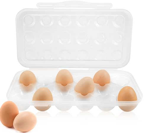 18 Griglia Porta Uova da Frigo, Portauova Frigorifero, Contenitore per Uova, Porta Uova Plastica Trasparente, Portauova Impilabile con Coperchio per Frigorifero Cucina Picnic All'Aperto(trasparente)