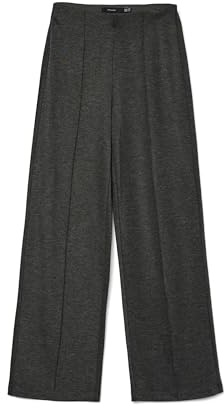 VERO MODA Pantalon à Jambe Large VMEVA Taille Haute Pantalons Dark Grey Melange M 30 Dark Grey Melange M / L30