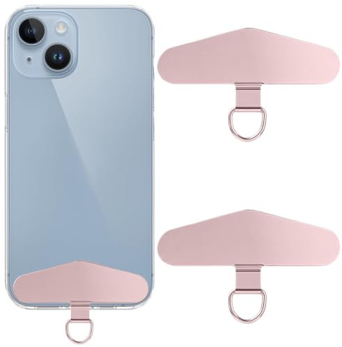ZEPIQOR 2 patchs universels pour téléphone portable, En acier inoxydable, Multifonctionnel, Chaîne de téléphone portable universelle, Pour la plupart des smartphones Or rose