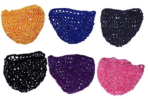 Healeved Gehäkeltes Snood Haarnetz Schlafhaube Leicht Atmungsaktiv Weich Damen Reise Netz Haarnetz Snood 6 Stück Farben Zufällig