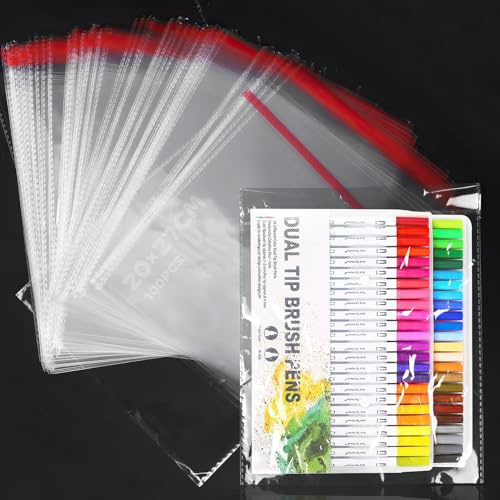 Cellophantüten 100Stk Zellophantüten Selbstklebend 20x23+4cm | Klarsichttüten Zum Befüllen Verpackungstüten Plastiktüten Für Konfetti Schmuck Geschenk Haarnadeln Kunsthandwerk