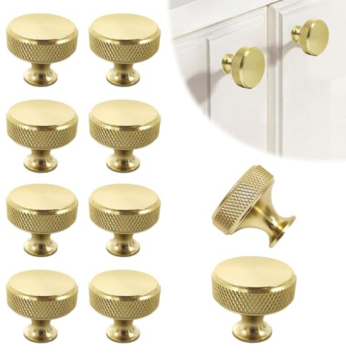 Sakerr Gold Drawer Knobs, 10Pcs Drawer Handles Kitchen Cupboard Handles Cupboard Knobs Wardrobe Door Knob Wardrobe Handle for Home Office Drawer Dresser Cupboard Wardrobes Furniture Hardware