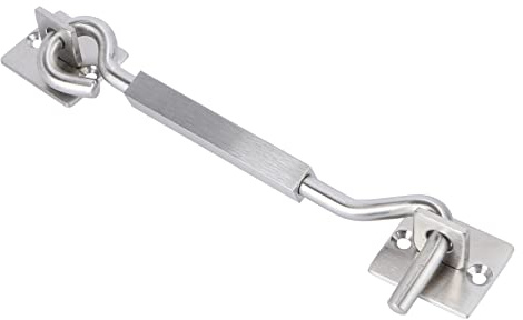 Holibanna 8-inch Modern Wind-Proof Window Hook and Door Lock Silver Cabin Hook Square Design for Window Sill and Garden Gate