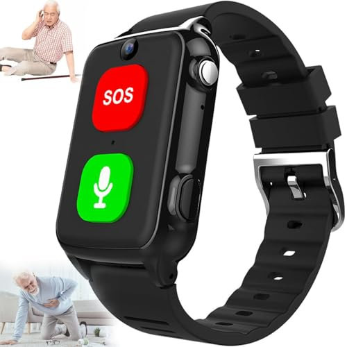 Nöd-GPS-klocka för äldre med kamera, 4G videosamtal, SOS-varning, pulsmätare, perfekt för demens, Alzheimer, autismvård