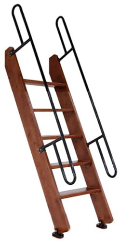 YCOVSFP Etagenbettleiter, Ersatz for Etagenbettleiter for Wohnmobile Mit Breiteren Stufen Mit Haken Und Fußkappen, Tragbare Treppenstufen, 150 Kg(Brown)