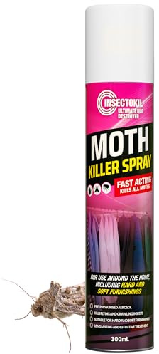 Moth Killer Spray - Professional Strength Moth Repellent for Wardrobes, Carpets & Clothes | Highly Effective Against Moths, Eggs & Larvae - Fast Acting Moth Killer Protects Against Infestations