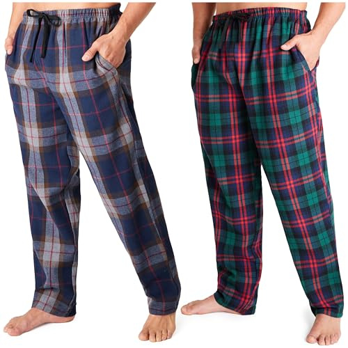 Get Trend 2-pack pyjamabyxor för män, tonåringar, M–3XL loungebyxor för nattkläder, mjuka pyjamasbyxor med fickor, present för män, gRÖN, L