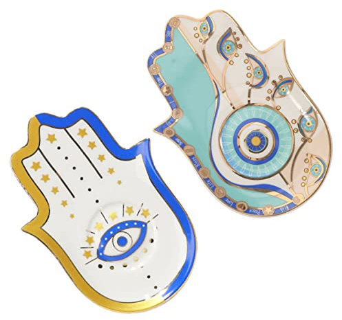 Healvian 2pièces Lot De Plateaux à Bijoux Céramique Assiettes De Rangement Pour Colliers Et Bagues Décoratif Pour Maison
