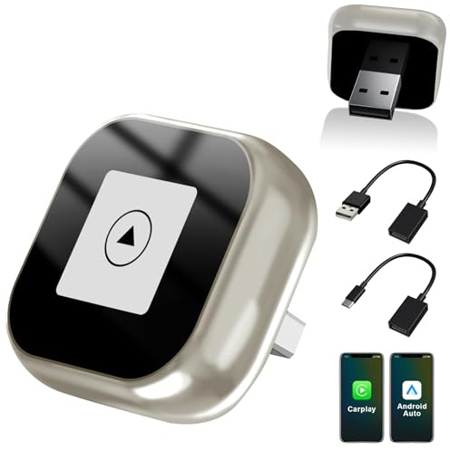 Adattatore 2 In 1 Wireless Carplay E Android Auto, Mini Carplay Aggiornato 2025, Converte Da Cablato A Wireless, Plug & Play, Connessione Automatica, Compatto, Per Iphone E Android (Perla Nichel)