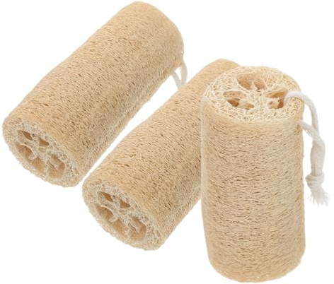 Générique 3 Pièces Lot de Éponges Loofah Naturelles Exfoliantes et Durables Brosse de Bain Douce pour Nettoyage Corps et Cuisine Accessoire Salle de Bain Multifonction