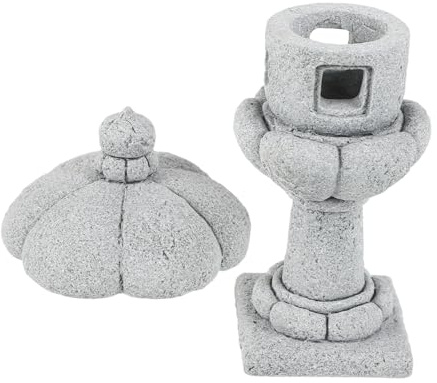 VICASKY Stone Lantern Statue Miniature Zen Garden Decor Asian Pagoda Ornament for Outdoor Patio Bonsai Landscape
