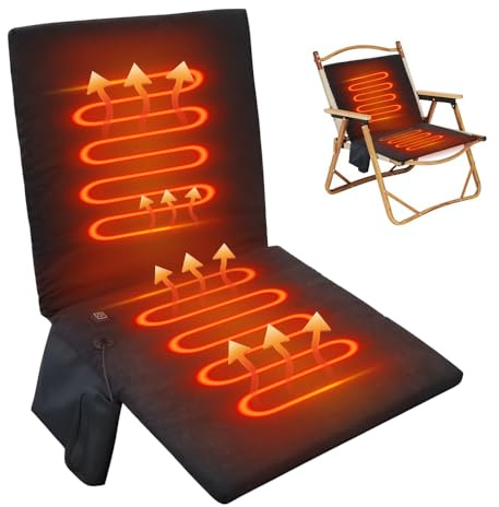Weciau USB Heated Seat Pad, 40 x 80cm Foldable Heated Seat Cushion with 3 Heating Levels, Portable Electric Heat Pad with Backrest for Camping, Park, Stadium, Office