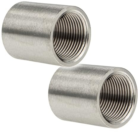 tecuro 2 x Schweißmuffe - Muffe Gewindefitting Edelstahl V4A (AISI 316), IG - 1 Zoll