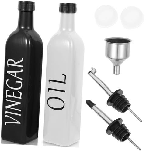 Sosoport Set e Mantiene Fresche le Spezie per Olio e Aceto di Bottiglie Dosatrici Multifunzione in Vetro e Plastica Design Elegante per Cucina per Uso Quotidiano