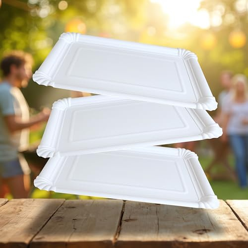 Braun & Company Einwegteller eckig aus stabiler Pappe 16,5 x 23 cm | 360 Stück | 210 g/m² Frischfaser | unbeschichtet | ideal für Partys, Imbiss, Torten, Kuchen, Grillfeste & Events