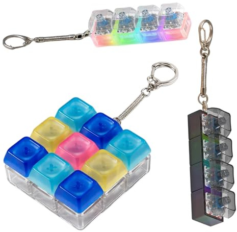 2PCS Fidget Keyboard, Keyboard Fidget, Multi-functional Keychain with Lamp Clicker Decompression Gift for Boys Girls While Away Time Easy to Carry (3pcs)