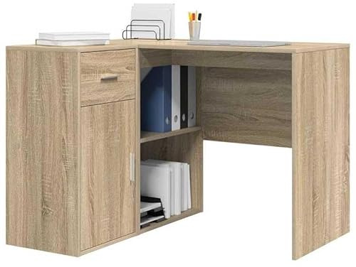 Eleganz Eckschreibtisch mit Schubladen für Großraumbüro - 102 x 88 x 75 cm in Sonoma-Eiche - Platzsparend & Stilvoll