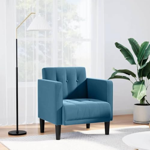 Ordellia Blauer Samt Sessel mit Armlehnen, 53 cm Sitzbreite, Komfortabler Loungesessel für Wohnzimmer, Schlafzimmer, Lesezimmer, Erwachsene und Kinder