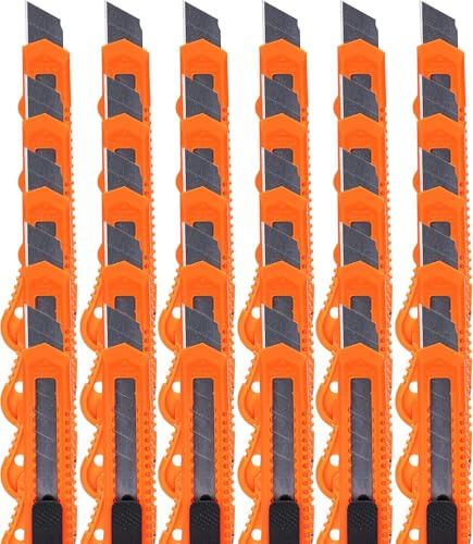 Cuttermesser 30 Stück | Cutter 18mm | Tapetenmesser mit 18mm Klinge | Teppichmesser mit Wechselklinge | präzise Klingenführung | Signalfarbe | auch für Bastelarbeiten (30)