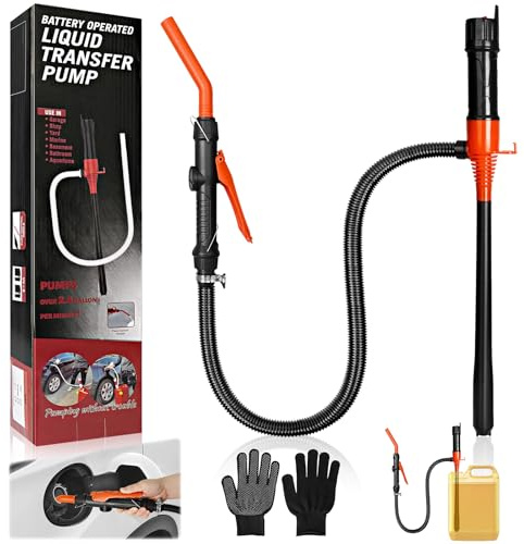 Pompa Benzina, Pompa Travaso Gasolio, Pompa a Benzina Elettrica a Batteria | Pompa Elettrica per Liquidi, Pompa di Trasferimento Portatile, con Flusso Controllato e Tubo Flessibile a Prova di Perdite
