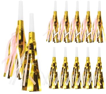 60 pezzi di fischietti rumorosi con frange for feste, compleanno, carnevale, matrimonio, plastica Per Partito(White+Gold)