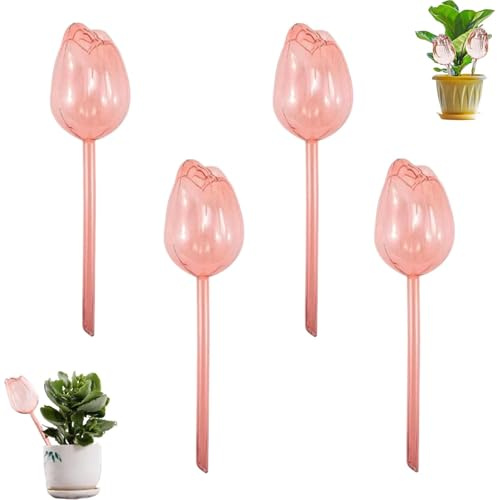 4 Piezas Riego Automatico Macetas, Bola de Riego de Plantas, Globos de Agua, Bola de Riego con Forma de Tulipán, Macetas Autorriego, Dispensadores de Agua Macetas y Plantas