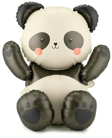 Palloncino Panda PartyDeco 67 x 71 cm – Grande palloncino in lamina a forma di panda, per baby shower e compleanno, decorazione per feste a forma di animale carino