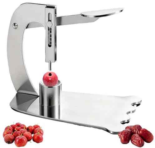 Snocciolatore per Ciliegie, Snocciolatore Multiplo con Aghi Sostituibili da 5 6 8 mm, Base Antiscivolo in Acciaio Inox, Strumento Estrattore di Noccioli per Giuggiole Ciliegie Mandarini Biancospino