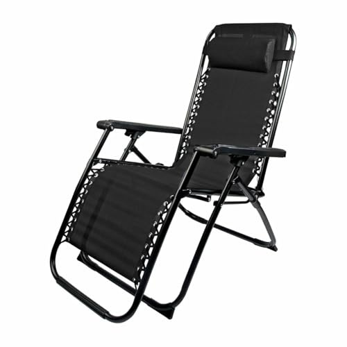 ALMALUX Tumbona de Gravedad Cero Reclinable, Plegable y Ergonómica – Estructura de Acero Reforzado hasta 150kg, Tejido Transpirable y Cojín Ajustable – Ideal para Jardín, Playa y Piscina