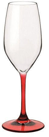 Bormioli Rocco 174924 Calice Flute Special Time, Vetro, Rosso, 7.5 x 7.5 x 21 cm, 4 unità