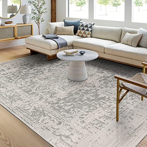 Livabliss Syracusa Vintage – Area Carpet 160x220 cm for Living Room, Bedroom – Scandi Neutral Boho Style with Traditional Pattern, Natural Easy Care Pile, Large Bohemian Carpet in Grey and Beige